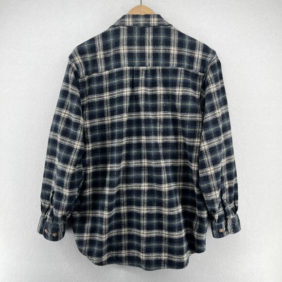 FIELD & STREAM Shirt Mens M Heavyweight Flannel Tartan Plaid Button Up Blue - Picture 3 of 13